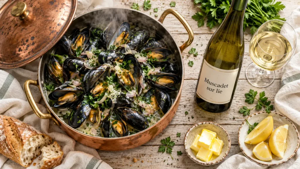 Quel vin blanc pour les moules marinières : Muscadet sur lie, moules marinières et vin blanc sec