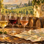 Vin de Touraine : bouteille et verres blanc, rouge, rosé